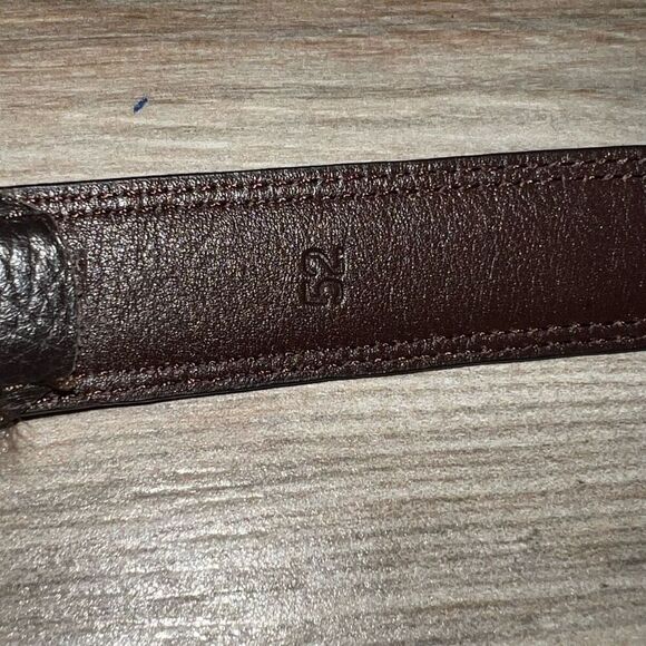 Embossed Pebble Leather Belt Men’s 52” Brown Silver Buckle Classic Workwear - Picture 6 of 8